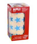 Apli Gomets Estrella Azul Metalizado - Tamaño 19.5mm - Adhesivo Permanente - 1416 Gomets por Rollo - Ideal para Actividades