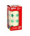 Apli Gomets Estrella Verde Metalizado - Tamaño 19.5mm - 1416 Gomets por Rollo - Adhesivo Permanente - Ideal para Escuelas y