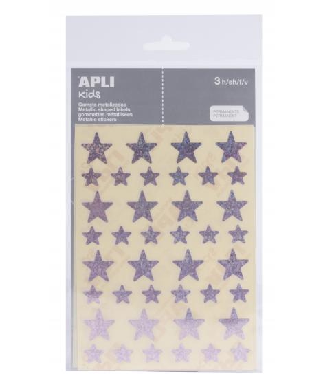 Apli Gomets Estrella Holograficos - Tamaño 12.5mm y 19.5mm - Adhesivo Permanente - 120 Gomets por Bolsa - Desarrollo de Habilida