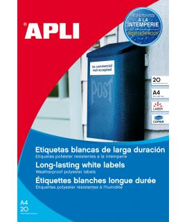 Apli Pack de 960 Etiquetas Blancas Resistentes Intemperie - Tamaño 45.7x21.2mm - 20 Hojas x 48 Etiquetas