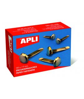 Apli Encuadernadores Metalicos Dorados 12mm - Caja de 100 - sin Arandela - Aptos para Todo Tipo de Documentos - Ideales para Enc