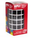 Apli Gomets Cuadrados Negros - 15 x 15mm - 59 Hojas Pretroqueladas - 2832 Gomets por Rollo - Ideal para Escuelas y Talleres