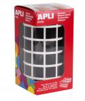 Apli Gomets Cuadrados Negros - 15 x 15mm - 59 Hojas Pretroqueladas - 2832 Gomets por Rollo - Ideal para Escuelas y Talleres