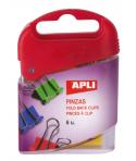 Apli Pack de 6 Pinzas Abatibles 19mm - Acero Templado - Asas Niqueladas - Sujecion hasta 50 Hojas - Colores Surtidos