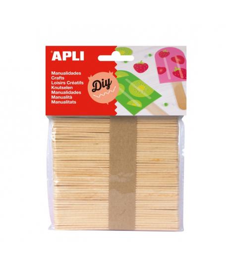 Apli Pack de 50 Palos Polo de Madera Natural 114 x 10 mm - Color Madera