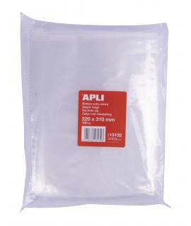 Apli Bolsas Zip Auto Cierre Transparentes 220x310mm - Material LDPE - Cierre Seguro y Facil Manipulacion - Uso Alimenticio - Ide