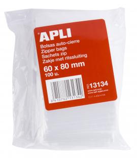 Apli Bolsas Zip Auto Cierre Transparentes 60x80mm - Material LDPE - Cierre Seguro y Facil Manipulacion - Uso Alimenticio - Ideal