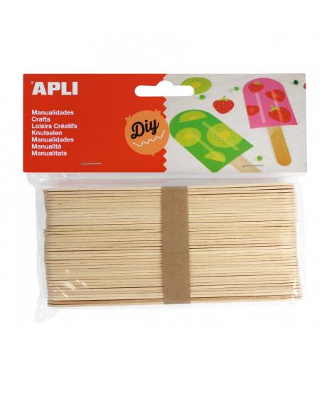 Apli Pack de 40 Palos Polo Jumbo de Madera Natural 150 x 18 mm - Color Madera