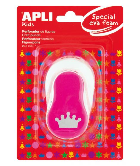 Apli Perforadora de Papel y Goma Eva en Forma de Corona - Figura de 25.4mm - Perforadora de Alta Calidad para Papel, Carton, Car