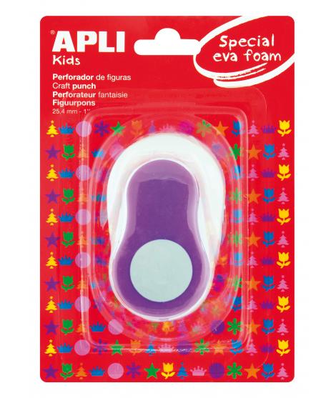 Apli Perforadora de Papel y Goma Eva en Forma de Circulo - Tamaño de Figura 25.4mm - Perfora Papel, Carton, Cartulina y Goma Eva