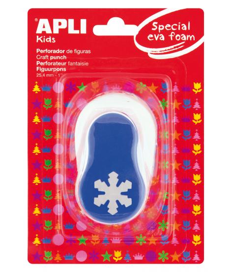 Apli Perforadora Copo de Nieve - Figura de 25.4mm - Perfora Papel, Carton, Cartulina y Goma Eva de Hasta 2mm - Deposito de Resto