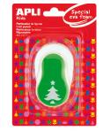 Apli Perforadora Árbol Navidad - Figura 25.4mm - Perfora Papel, Carton, Cartulina y Goma Eva de Hasta 2mm - Deposito de Restos -