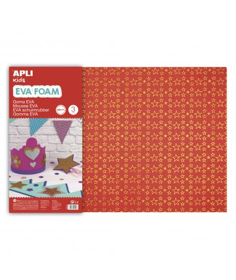 Apli Goma Eva Impresa Purpurina Estrellas 600x400 - 3 Hojas Brillantes y Resistentes