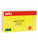 Apli Notas Adhesivas Funny 125x75mm - Bloc de 400 Hojas - 4 Colores Surtidos - Fluorescente