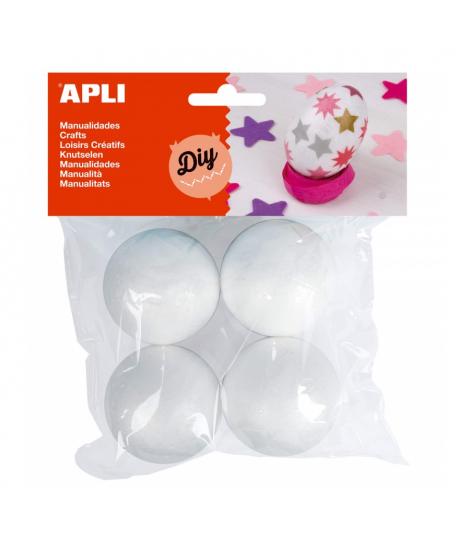 Apli Pack de 4 Bolas de Porexpan Ø 50 mm - Color Blanco