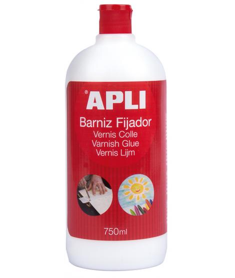 Apli Barniz Adhesivo Brillante 750ml - Proteccion Duradera - Secado Rapido - Resistente al Agua - Transparente