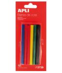 Apli Pack de 12 Barras Termofusibles de Colores Surtidos Ø7.5mmx10cm - Adhesion Instantanea en Multiples Superficies - No Gotea 