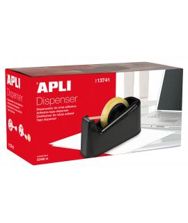 Apli Trade Portarrollos para Cinta Adhesiva de 33 y 66 Metros - Cuchilla Dentada - Base de Goma Antideslizante - Color Negro