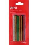 Apli Recambio de Barras de Adhesivo Termofusible - Ø7.5mmx10cm - Colores Surtidos con Purpurina - Precision y Limpeza - Compatib