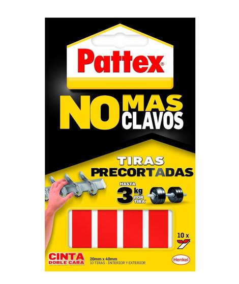 Pattex Nmc Cinta Doble Cara Bl 10 Tiras - Adhesion Duradera - Fijacion congran Fuerza - Practica y Limpia