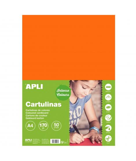 Apli Cartulina Naranja A4 170g 50 Hojas