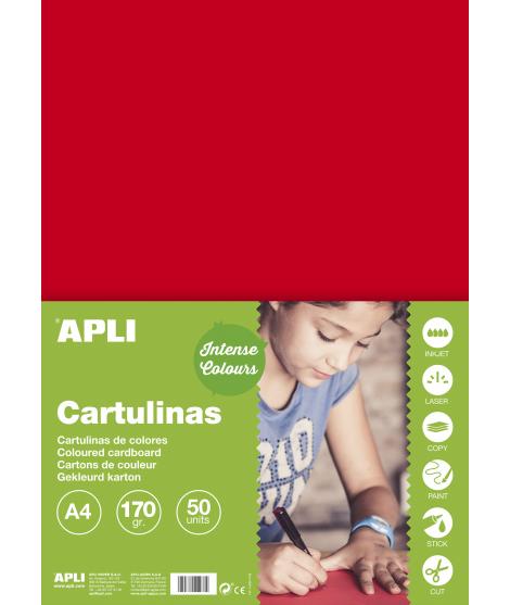 Apli Cartulina Roja A4 170g 50 Hojas