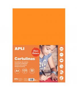 Apli Cartulina Naranja Fluorescente A4 170g 50 Hojas
