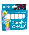 Apli Pack de 6 Tizas Redondas Jumbo - Tamaño Ø 25 x 105mm - Sulfato de Calcio Bajo en Residuo - Aptas para Uso Escolar - Color B