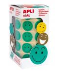 Apli Gomets Cara Feliz Verdes Ø 20mm - Adhesivo Removible - 900 Gomets por Rollo - Ideal para Motivar y Premiar a los Niños