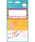 Apli Etiquetas Adhesivas Happy Birthday - Tamaño 76x39mm - 9 Etiquetas en 3 Hojas - Adhesivo Permanente de Alta Calidad - Ideal 