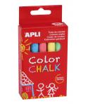 Apli Tizas Redondas de Colores Surtidos - Pack de 10 Tizas de Ø 9 x 80mm - sin Polvo - Ideales para Escribir, Dibujar y Colorear