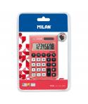 Milan Pocket Calculadora 8 Digitos - Calculadora de Bolsillo - Tacto Suave - 3 Teclas de Memoria y Raiz Cuadrada - Color Rojo