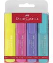 Faber-Castell Textliner 46 Pastel Pack de 4 Marcadores Fluorescentes - Punta Biselada - Trazo entre 1mm y 5mm - Tinta con Base d