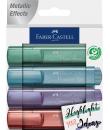 Faber-Castell Textliner 46 Metallic Pack de 4 Marcadores Fluorescentes - Punta Biselada - Trazo entre 1mm y 5mm - Tinta con