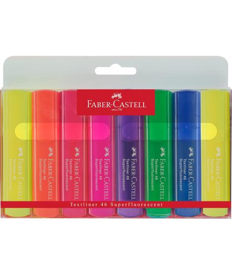 Faber-Castell Textliner 46 Superfluorescente Pack de 8 Marcadores Fluorescentes - Punta Biselada - Trazo entre 1mm y 5mm - Tinta