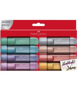 Faber-Castell Textliner 46 Metallic Pack de 8 Marcadores Fluorescentes - Punta Biselada - Trazo entre 1mm y 5mm - Tinta con Base