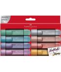 Faber-Castell Textliner 46 Metallic Pack de 8 Marcadores Fluorescentes - Punta Biselada - Trazo entre 1mm y 5mm - Tinta con Base