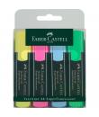 Faber-Castell Textliner 48 Pack de 4 Marcadores Fluorescentes - Punta Biselada - Trazo entre 1.2mm y 5mm - Tinta con Base de Agu