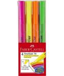 Faber-Castell Textliner 38 Pack de 4 Marcadores Fluorescentes - Cuerpo Fino - Punta Biselada - Trazo Grueso y Fino - Tinta con B