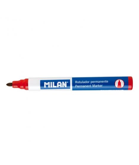 Milan Rotuladores Permanentes con Punta Redonda - Punta 4 mm - Tinta a Base de Alcohol - Color Rojo