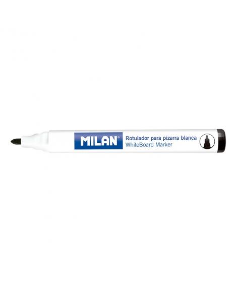 Milan Rotuladores para Pizarra Blanca con Punta Redonda - Punta 4.7 mm - Tinta a Base de Alcohol - Borrable en Seco - Color Negr