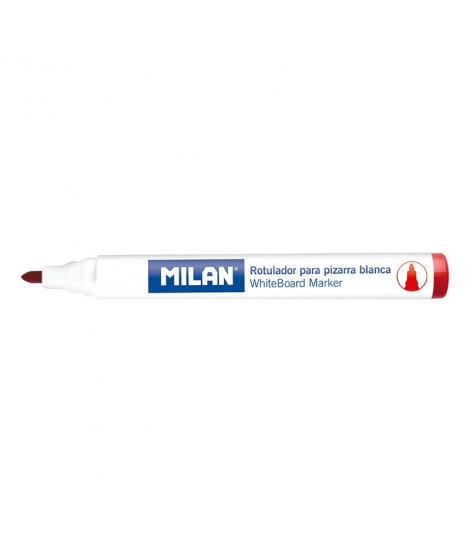 Milan Rotuladores para Pizarra Blanca con Punta Redonda - Punta 4.7 mm - Tinta a Base de Alcohol - Borrable en Seco - Color Rojo