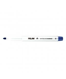 Milan Rotulador para Pizarra Blanca con Punta Redonda - Punta 3.7 mm - Tinta a Base de Alcohol - Borrable en Seco - Color Azul