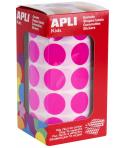 Apli Gomets Redondos Fucsia Ø 20mm - 59 Hojas Pretroqueladas - 1770 Gomets por Rollo - Ideal para Escuelas y Talleres Infantiles