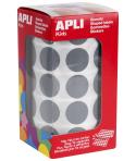 Apli Gomets Redondos Gris Ø 20mm - 59 Hojas Pretroqueladas - 1770 Gomets por Rollo - Desarrolla Habilidades y Capacidades - Cump