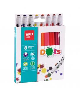 Apli Kids Rotuladores Dots - Ø 14.4x137 mm - Cuerpo Cilindrico y Punta Redonda Bloqueada de Ø 7.5 mm - Colores Surtidos - Facilm