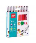 Apli Kids Rotuladores Dots - Ø 14.4x137 mm - Cuerpo Cilindrico y Punta Redonda Bloqueada de Ø 7.5 mm - Colores Surtidos - Facilm