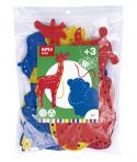 Apli Juego de Cosedores Animales - Formato Maxi - 6 Animales de Plastico con Agujeros - 18 Cuerdas de Colores - Desarrolla