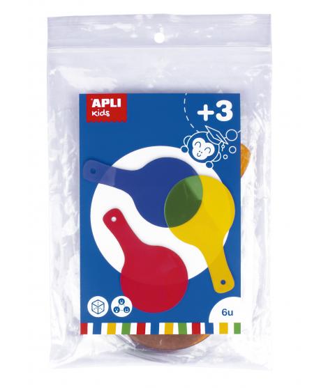 Apli Paletas Translucidas para Mezcla de Colores - Tamaño 80x140mm - Ideal para Escuelas y Talleres Infantiles - Colores