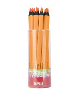 Apli Lapices Jumbo Fluor Naranja - Triangulares de 5mm - Mejor Sujecion y Cobertura - Pack de 18 Unidades - Formato para Exposit